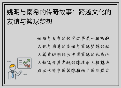 姚明与南希的传奇故事：跨越文化的友谊与篮球梦想